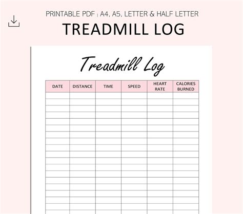 Printable Treadmill Log